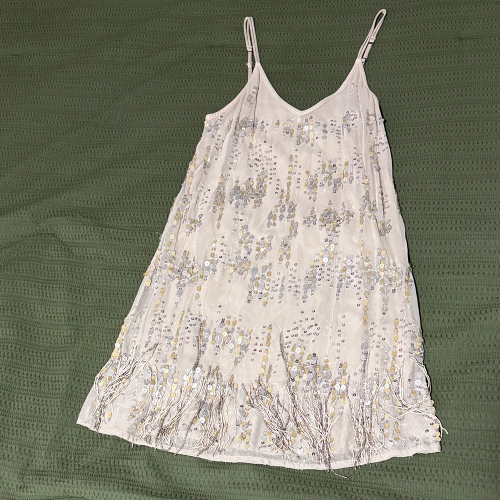 Abercrombie & Fitch Cream Sequin Mini Dress
